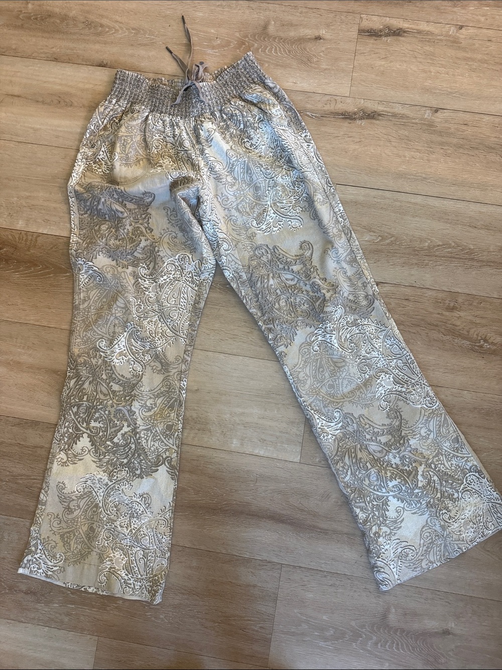 Smocked wide leg pant